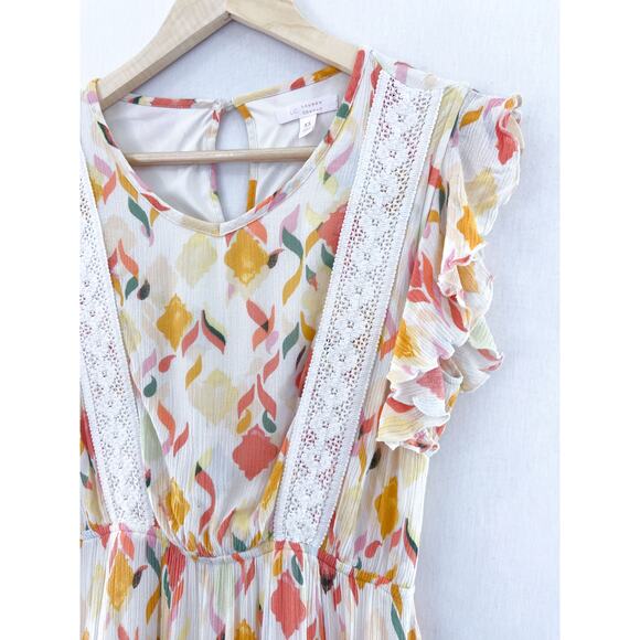Lauren Conrad Tiered Crochet Dress XS Flutter Sleeve Summer Boho - Picture 3 of 7